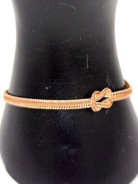 Rose Gold Tone Knot Bracelet Minimalist Mesh Chain Bracelet